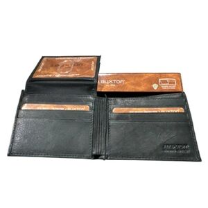 J. Buxton Dakota Black Genuine Leather Credit Card Bifold Wallet New in Box